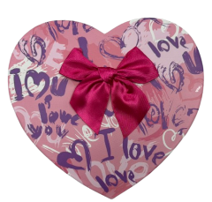 3'lü Açık Pembe Yazılı Kalp Kutu 20,5x20