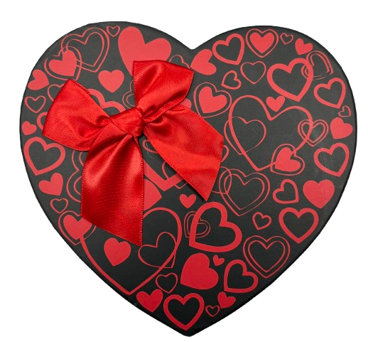 3'lü Siyah Boş Kalp Desenli Kalp Kutu 20,5x20