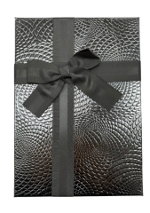 3'lü Gümüş Deri Desenli Dikdörtgen Kutu 16x22,5