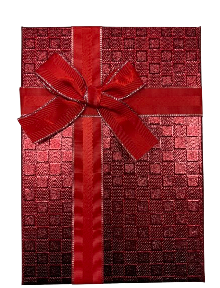 3'lü Kırmızı Kare Desenli Dikdörtgen Kutu 16x22,5