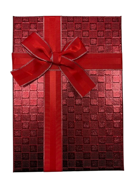 3'lü Kırmızı Kare Desenli Dikdörtgen Kutu 16x22,5