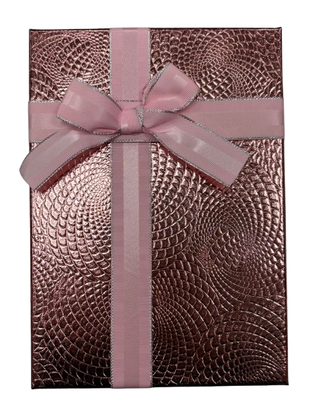 3'lü Pembe Deri Desenli Dikdörtgen Kutu 16x22,5