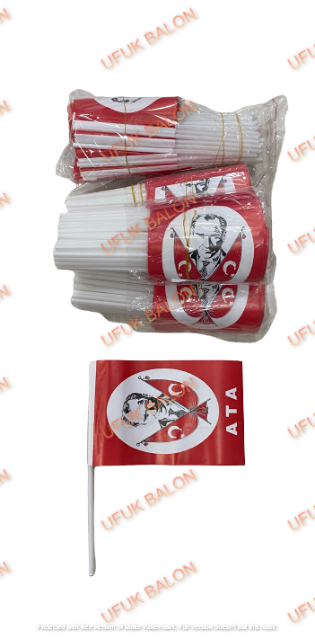 Sopalı Ufak Boy Kağıt Atalı Bayrak 80'li