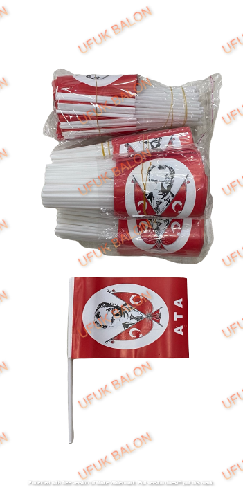 Sopalı Ufak Boy Kağıt Atalı Bayrak 80'li