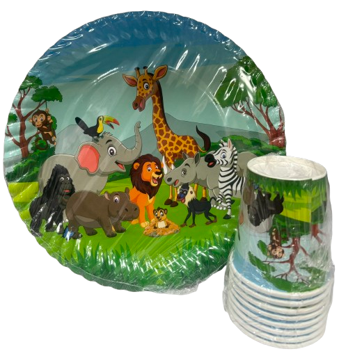 Safari Temalı Karton Tabak Bardak 8'li
