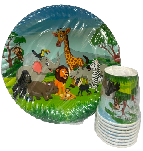 Safari Temalı Karton Tabak Bardak 8'li