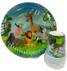 Safari Temalı Karton Tabak Bardak 8'li