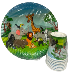 Safari Temalı Karton Tabak Bardak 8'li