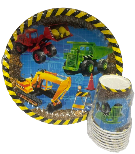 İnşaat Temalı Karton Tabak Bardak 8'li