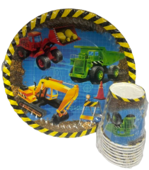 İnşaat Temalı Karton Tabak Bardak 8'li