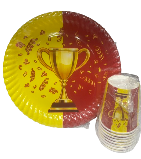 Sarı Kırmızı Temalı Karton Tabak Bardak 8'li