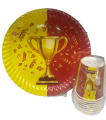 Sarı Kırmızı Temalı Karton Tabak Bardak 8'li