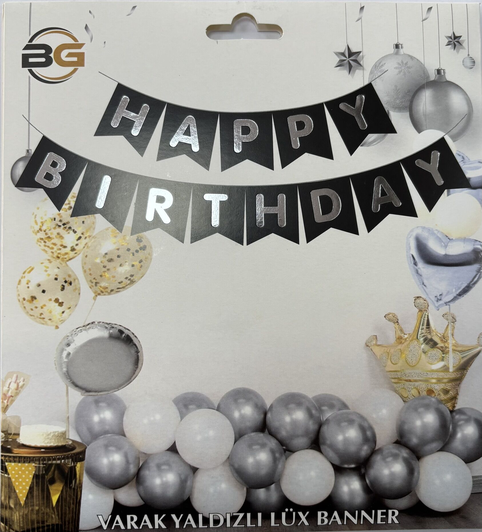 Siyah Happy Birthday Banner