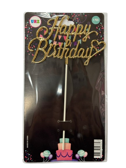 Altın Happy Birthday Pasta Süsü