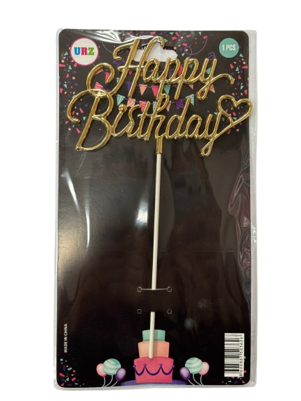 Altın Happy Birthday Pasta Süsü