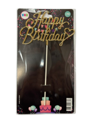 Altın Happy Birthday Pasta Süsü