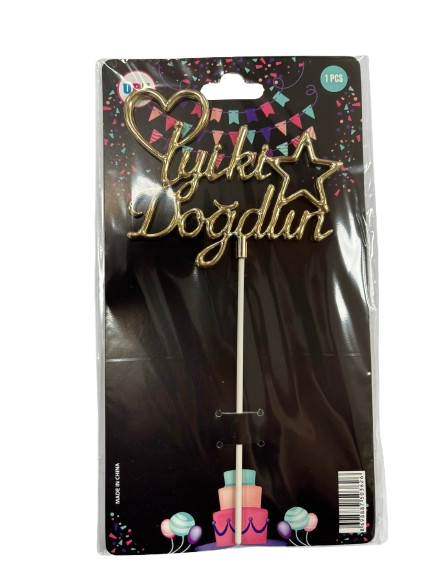 Altın İyiki Doğdun Pasta Süsü