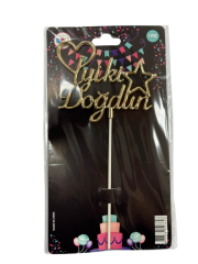 Altın İyiki Doğdun Pasta Süsü