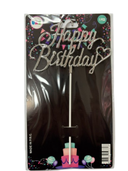 Gümüş Happy Birthday Pasta Süsü