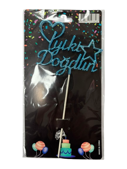 Mavi İyiki Doğdun Pasta Süsü