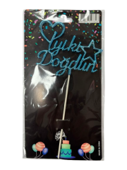 Mavi İyiki Doğdun Pasta Süsü