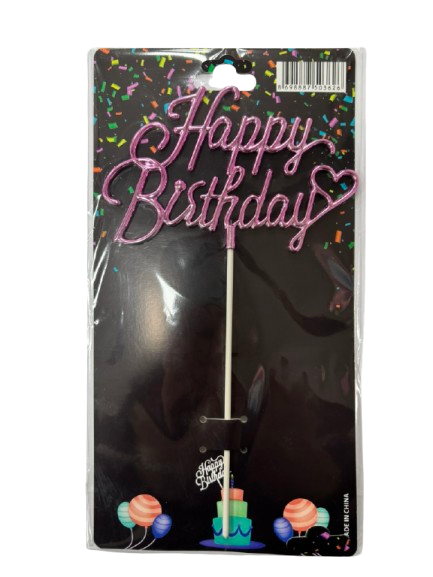 Pembe Happy Birthday Pasta Süsü