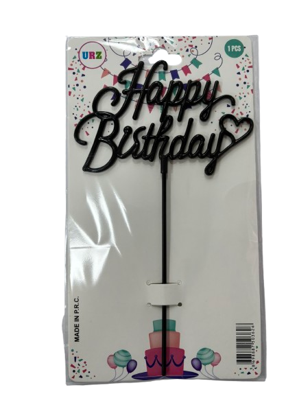 Siyah Happy Birthday Pasta Süsü