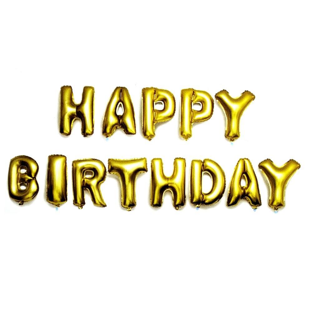 16'' Altın Happy Birthday Set