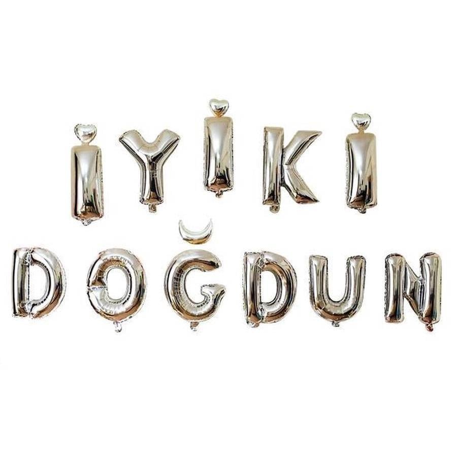 16'' Gümüş İyiki Doğdun Set