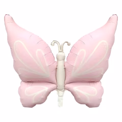 Retro Pembe Kelebek Folyo Balon 94x73,5