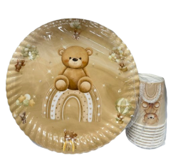 Ayıcık Temalı Karton Tabak Bardak 8'li