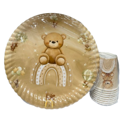 Ayıcık Temalı Karton Tabak Bardak 8'li