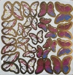 Pembe Mavi Kelebek Pasta ve Balon Süsü