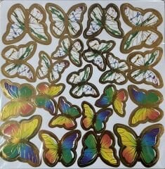 Rengarenk Kelebek Pasta ve Balon Süsü