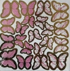 Pembe Kelebek Pasta ve Balon Süsü