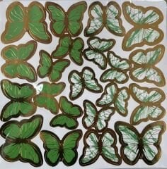 Yeşil Kelebek Pasta ve Balon Süsü