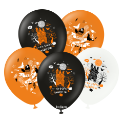 12'' ''Ha-Ha Happy Halloween '' Baskılı 25'li