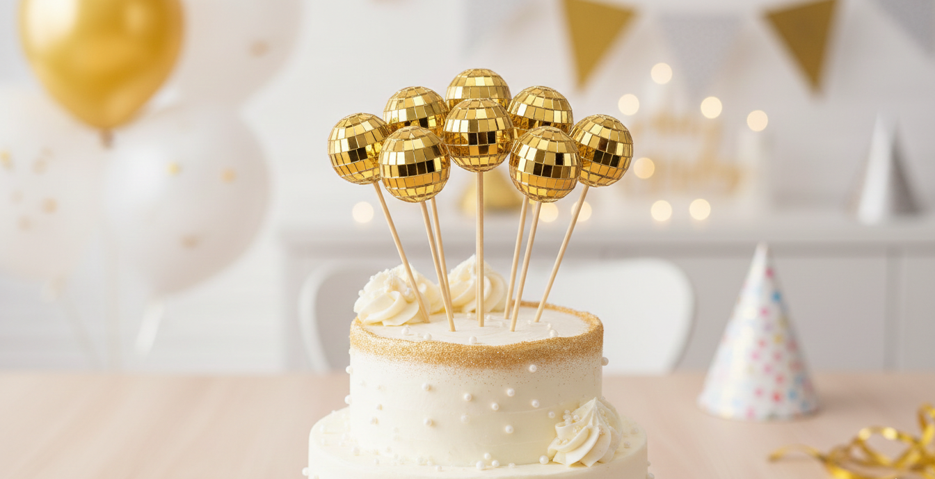 4cm Altın Disko Pasta Süsü 20'li