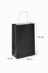 18x8x24 Siyah Kraft Çanta 25'li