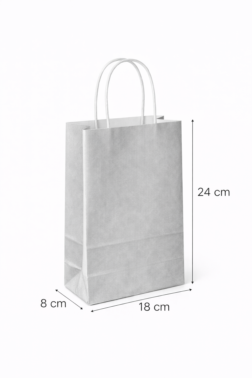 18x8x24 Gümüş Kraft Çanta 25'li