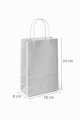 18x8x24 Gümüş Kraft Çanta 25'li