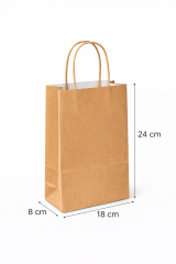 18x8x24 Kahverengi Kraft Çanta 25'li