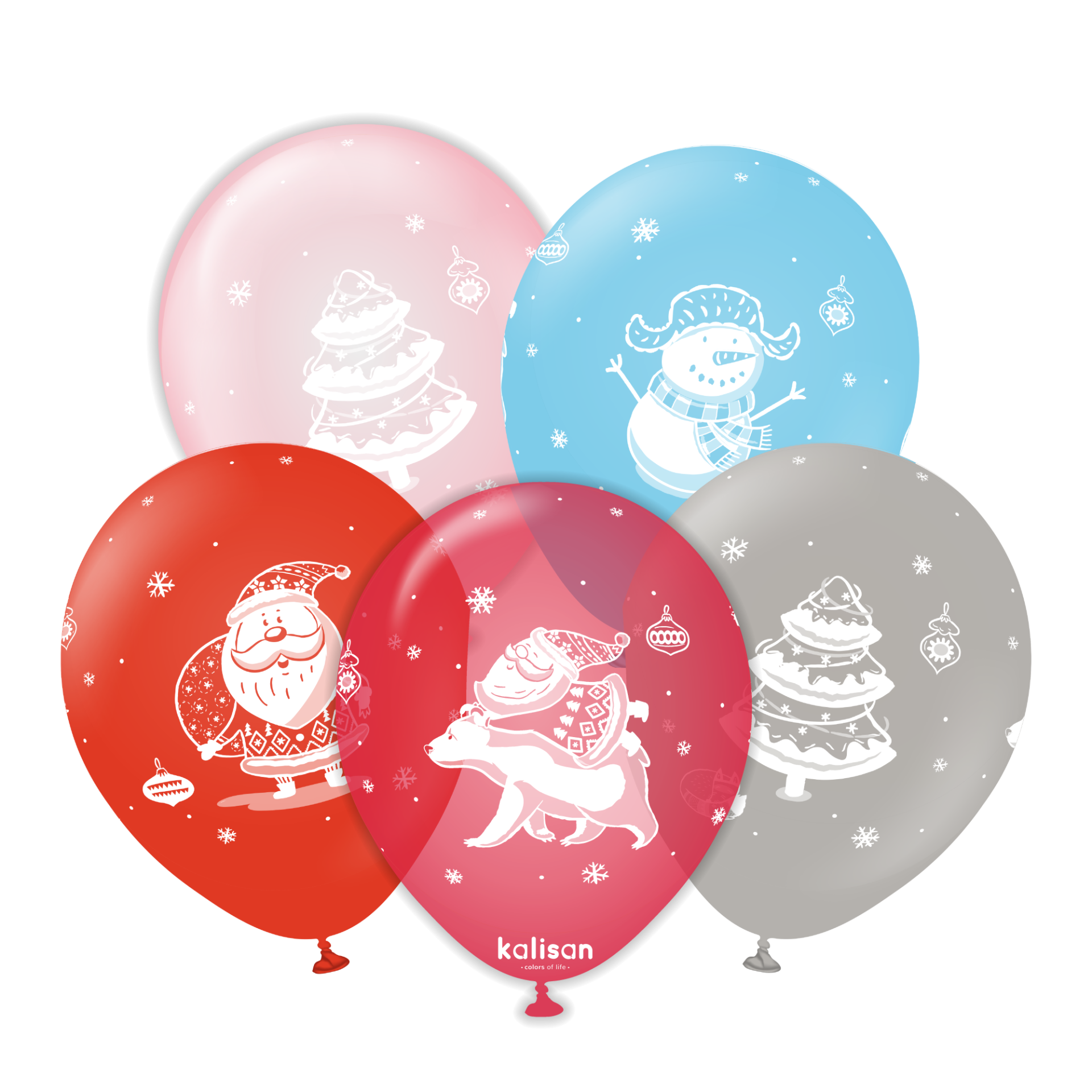 12'' ''Santa Claus'' Baskılı Mix Yılbaşı Balonu 25'li