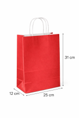 25x12x31 Kırmızı Kraft Çanta 25'li