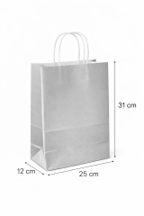 25x12x31 Gümüş Kraft Çanta 25'li