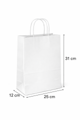 25x12x31 Beyaz Kraft Çanta 25'li