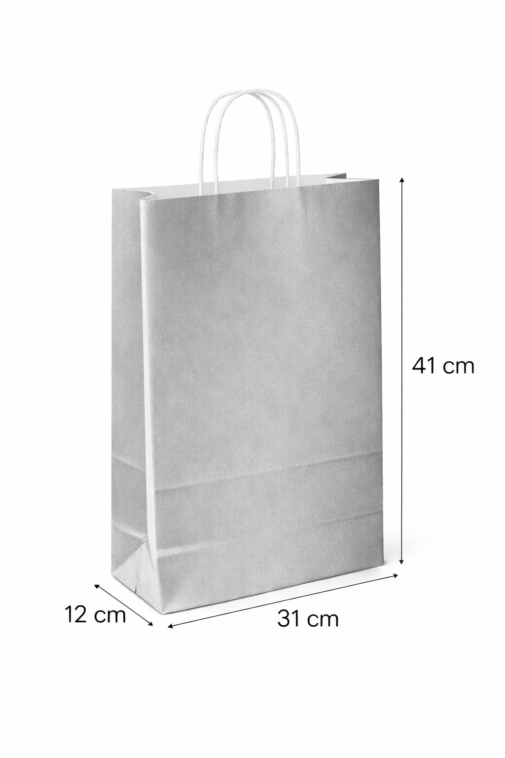 31x12x41 Gümüş Kraft Çanta 25'li