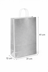 31x12x41 Gümüş Kraft Çanta 25'li