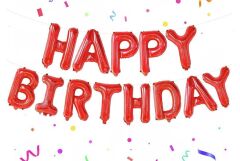 13'' Kırmızı Happy Birthday Folyo Balon Set