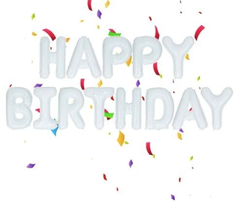 13'' Beyaz Happy Birthday Folyo Balon Set